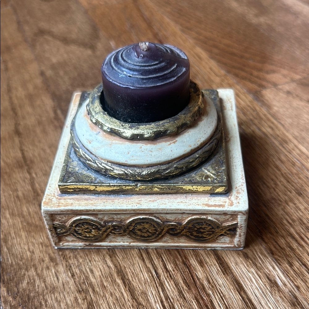 Vintage Style Candle Holder with Purple Candle